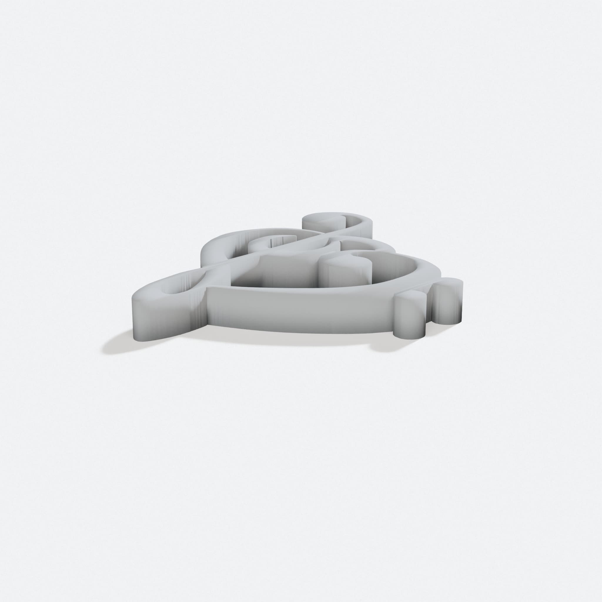 F and G Key Heart 3D Printed Ornament