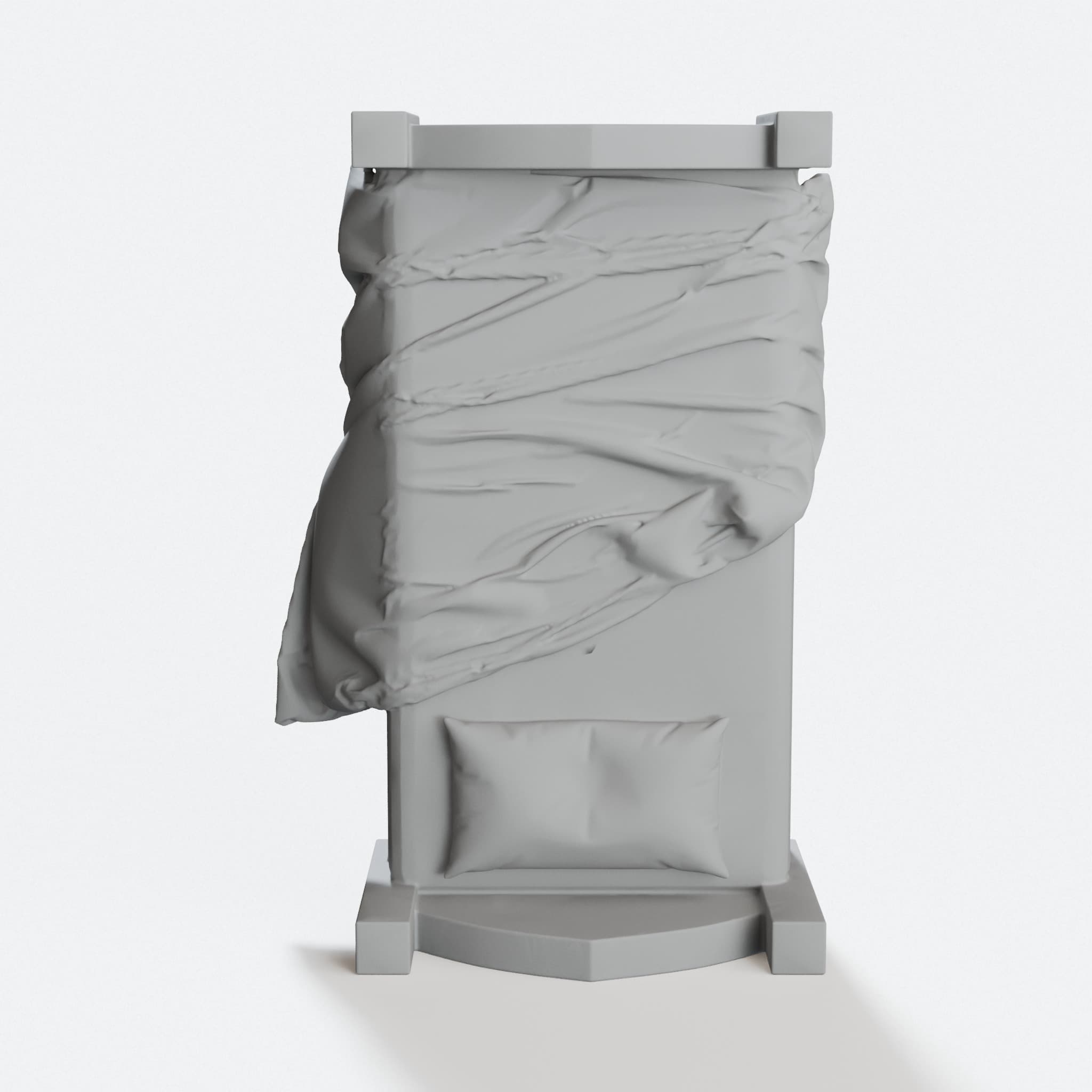Unmade Bed 28mm Miniature for OpenForge Dioramas