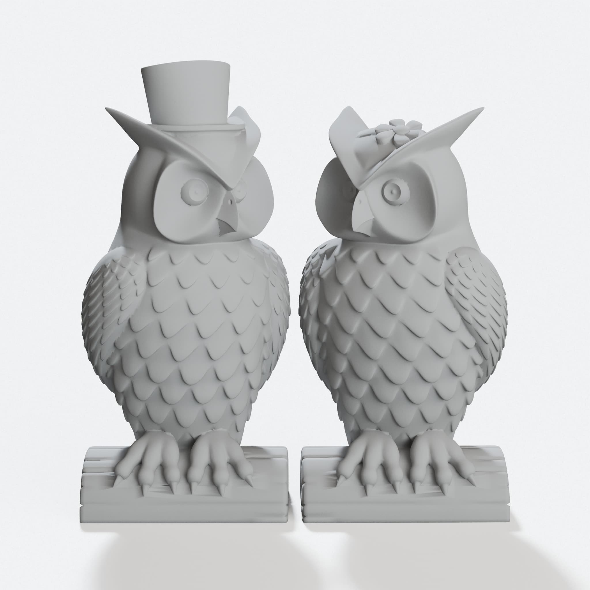 His and Her Owls Wedding Cake Topper 3D Printed Home Decor