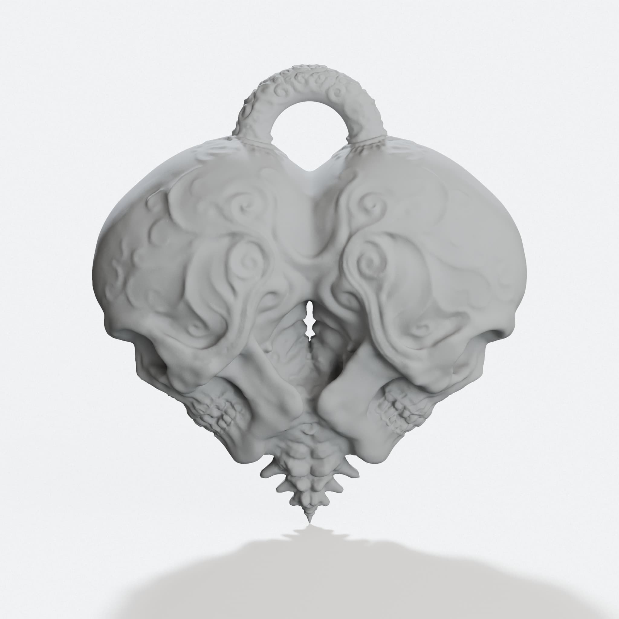 Skull Heart 3D Printed Ornament Pendant
