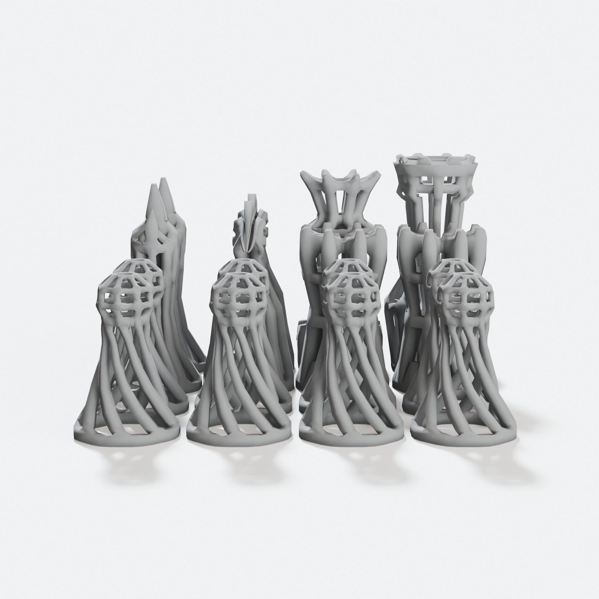WireFrame Chess Set 2.0 - 3D Printed