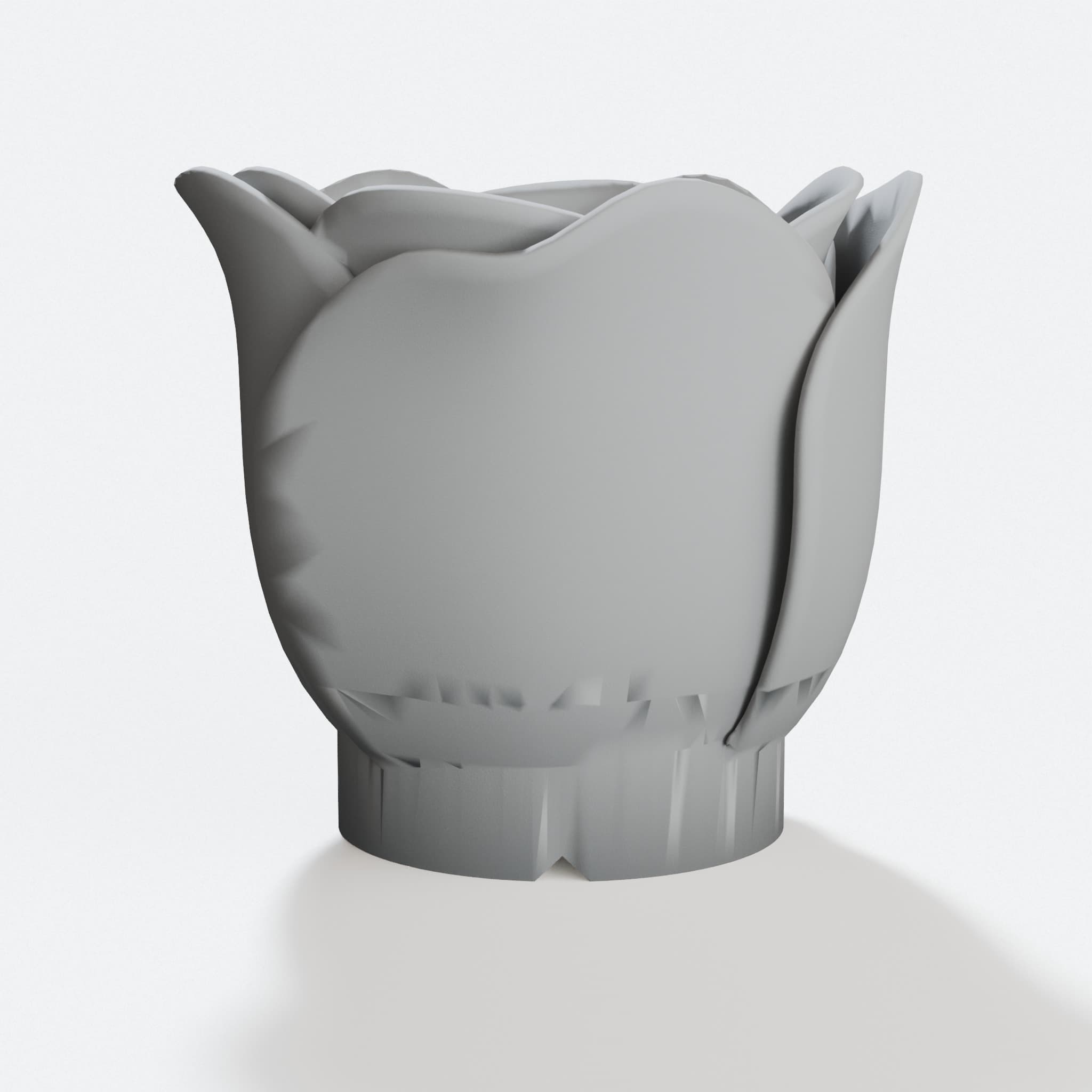 Rose Petal Flower Pot, 3D Printed Home Decor