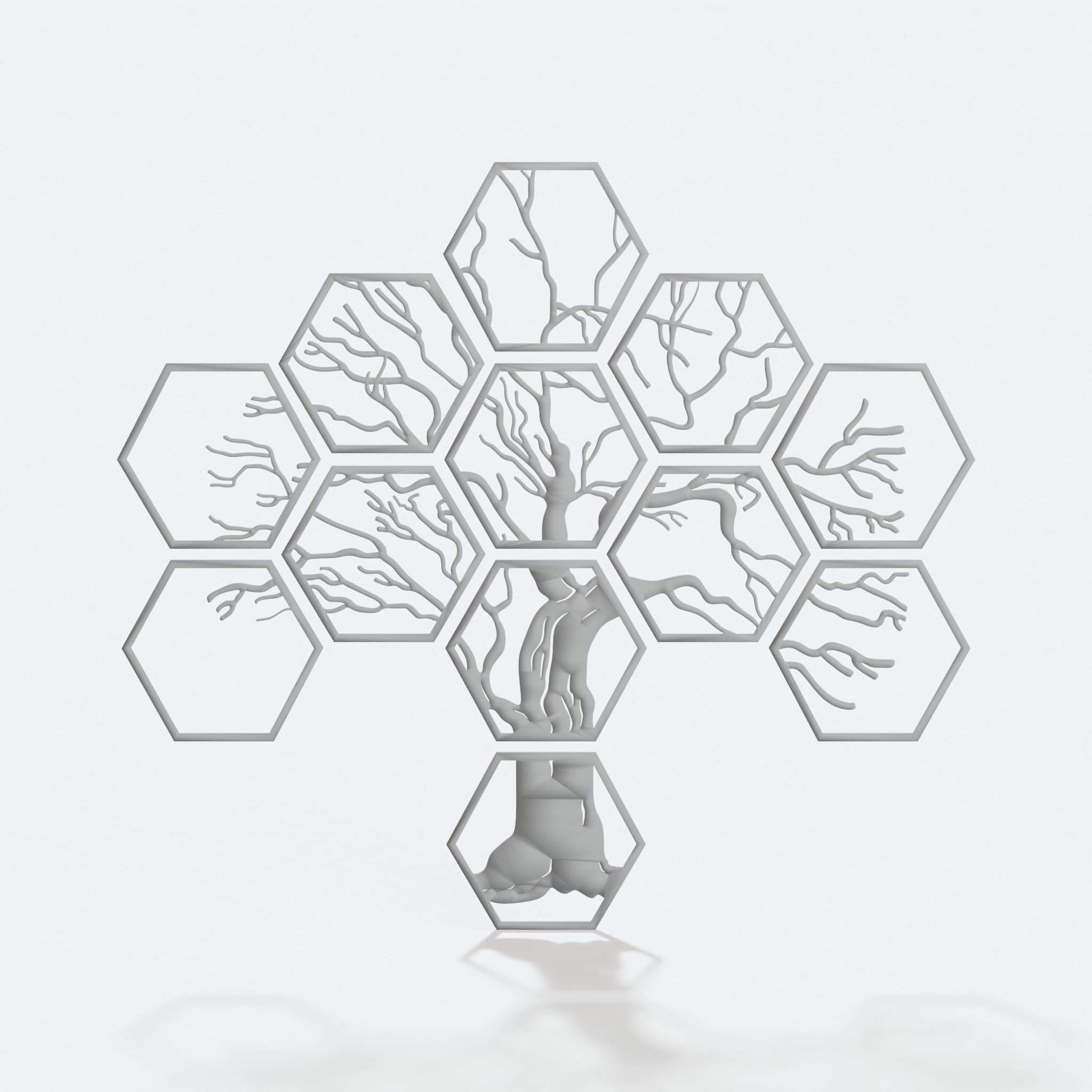 Hexagon Tree 3D Printed Wall Panel Home Decor