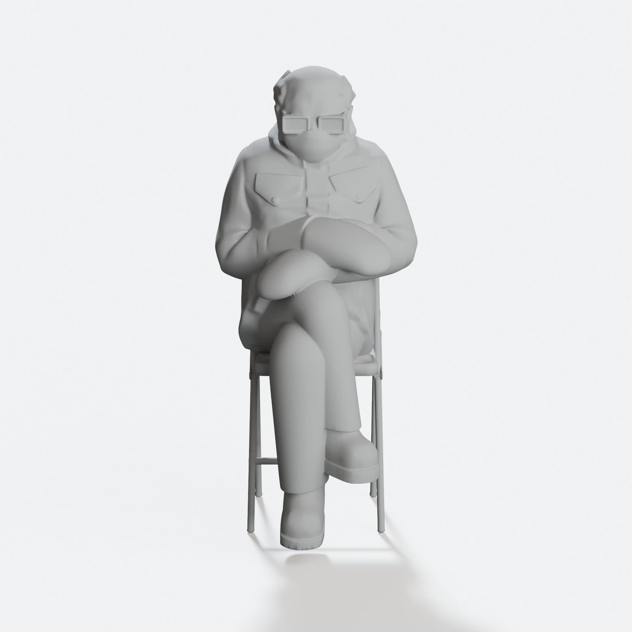 Bernie Mittens Meme Figure with Folding Chair