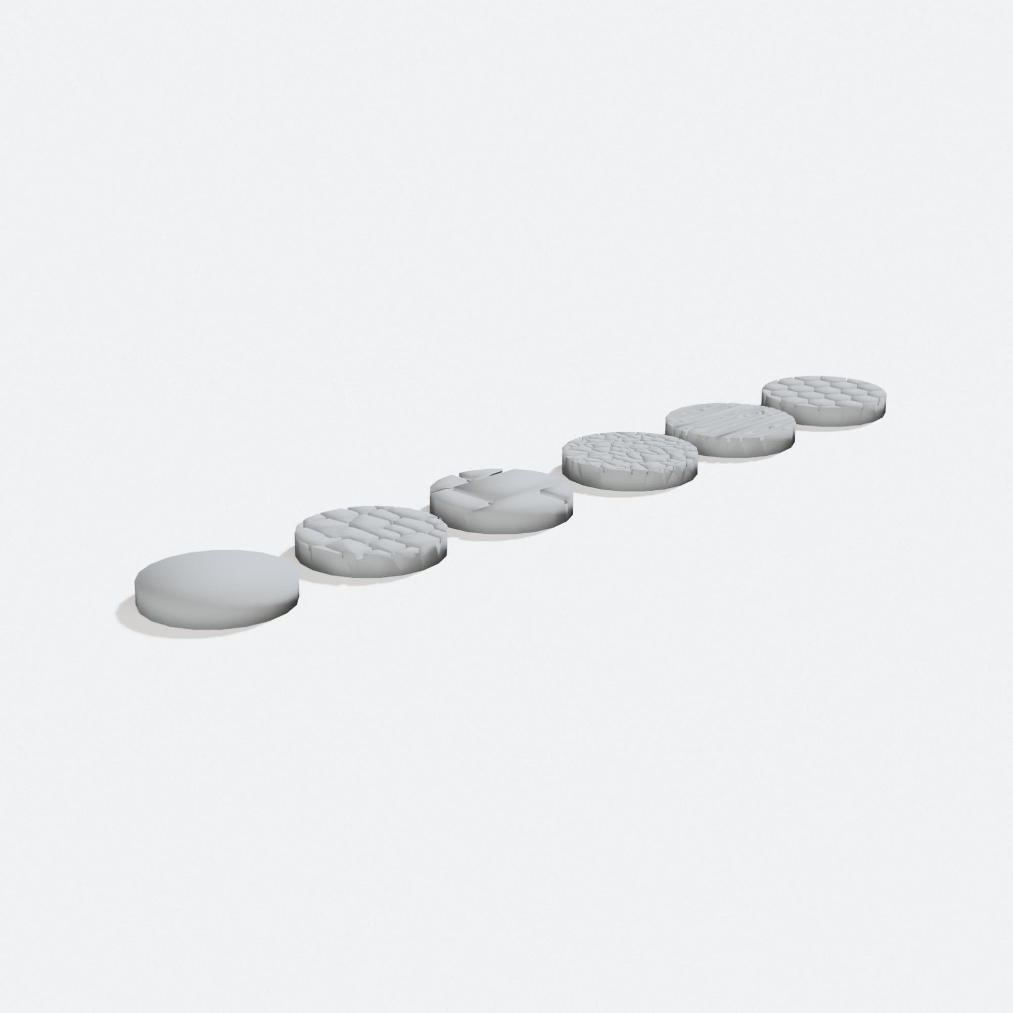 Tabletop Mini Base Collection, Five Forms and Six Textures