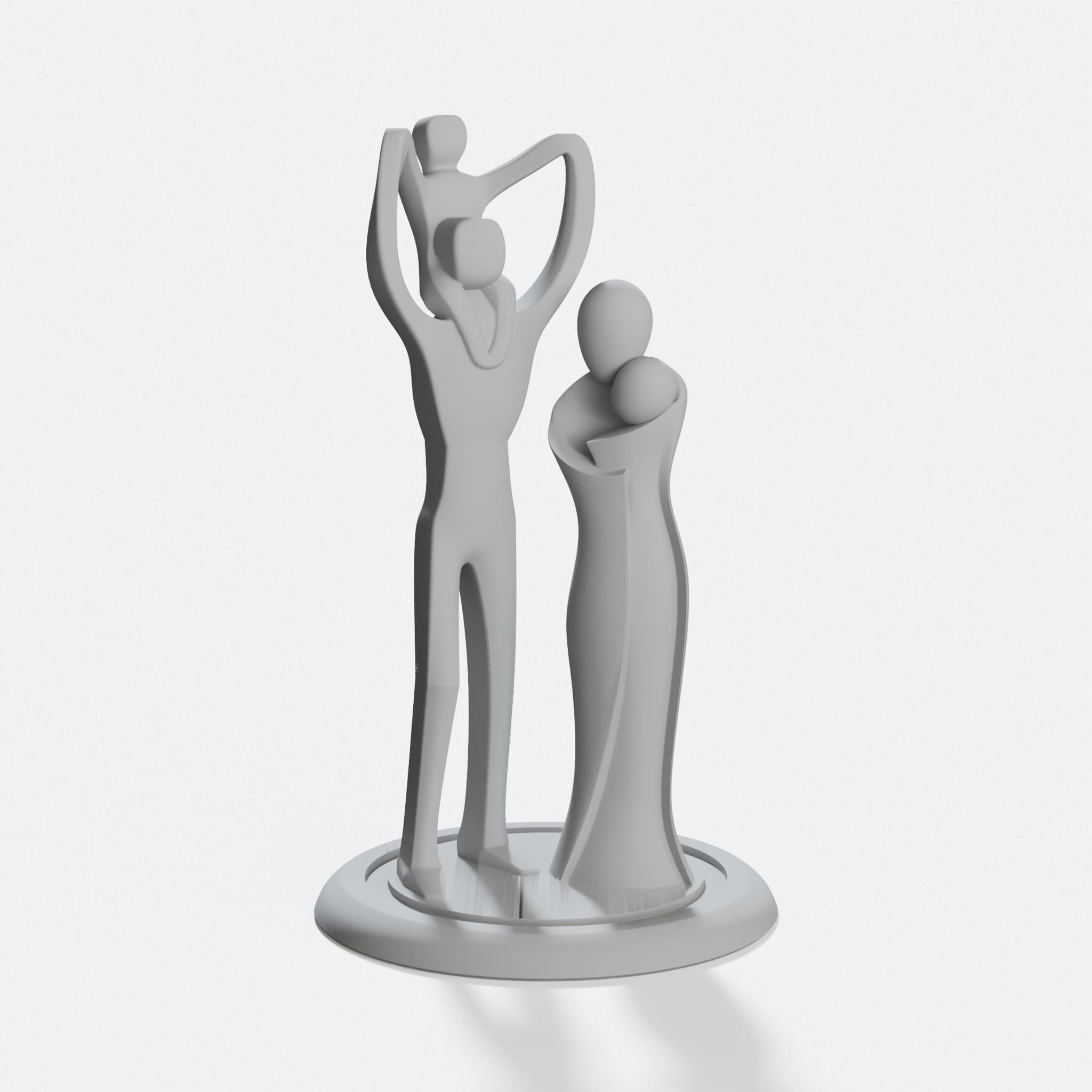 Family Statue 3D Printed Home Decor, Mom Dad Kids