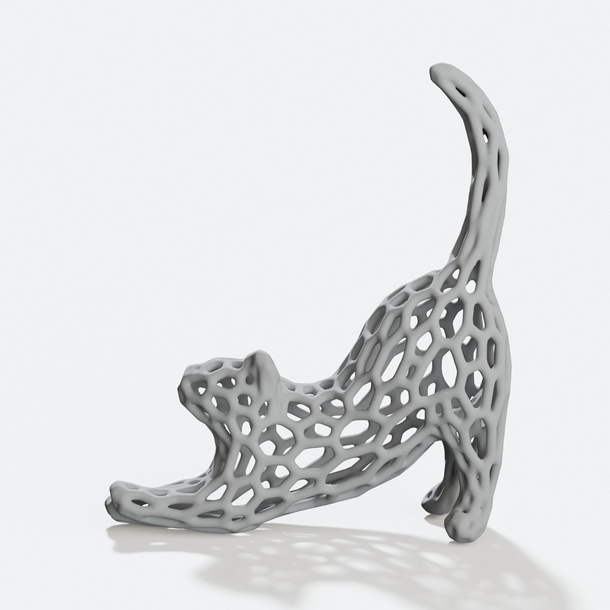 Cat Stretch Voronoi 3D Printed Ornament