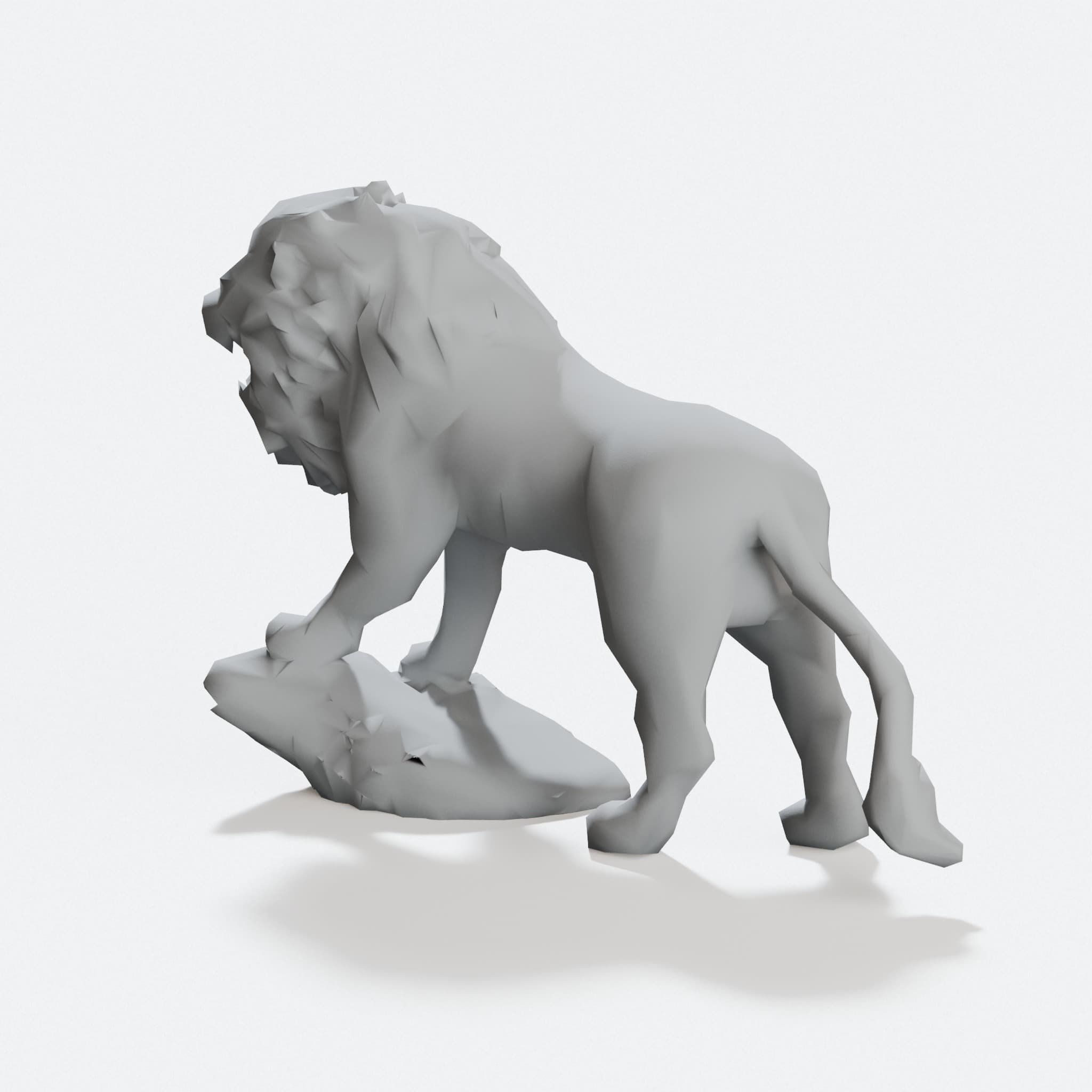 Low Poly Lion on Stand Rock 3D Printed Home Decor