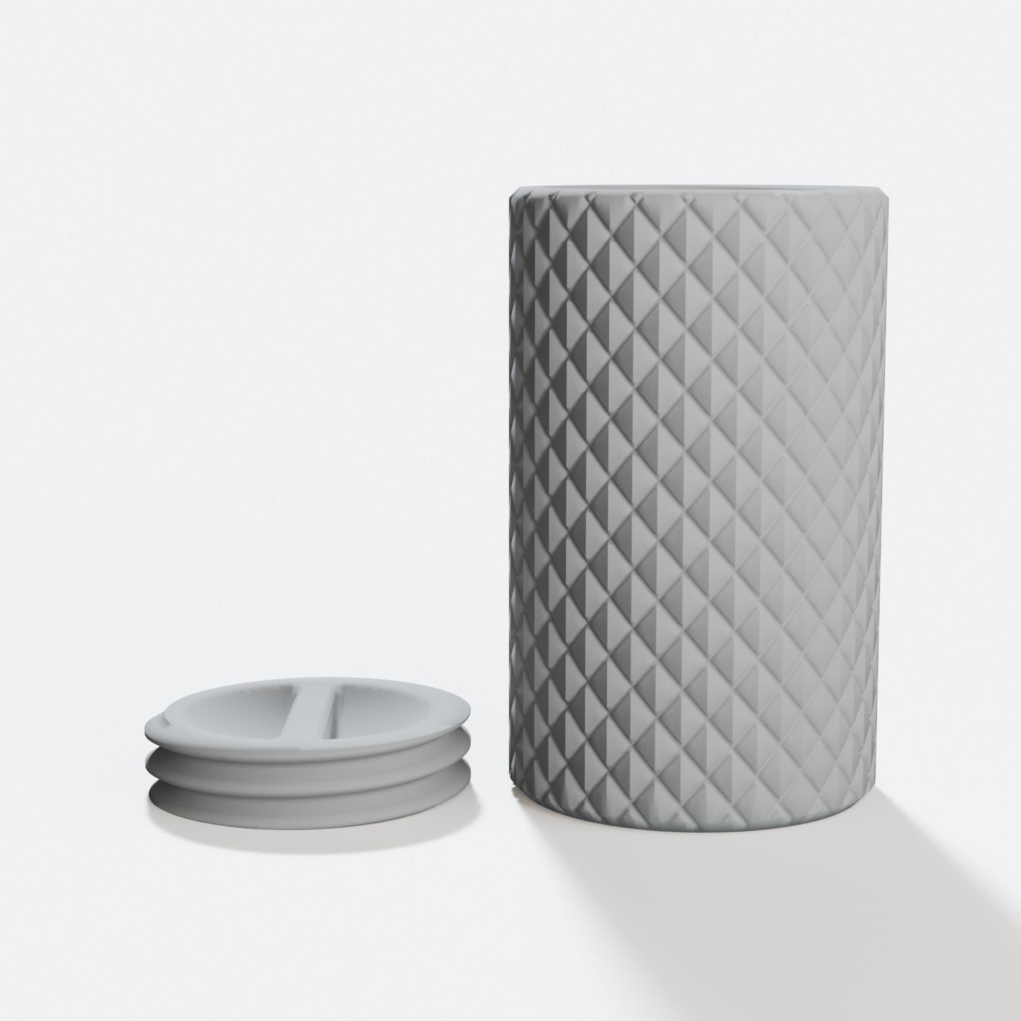 Knurled Storage Containers with Interchangeable Lids