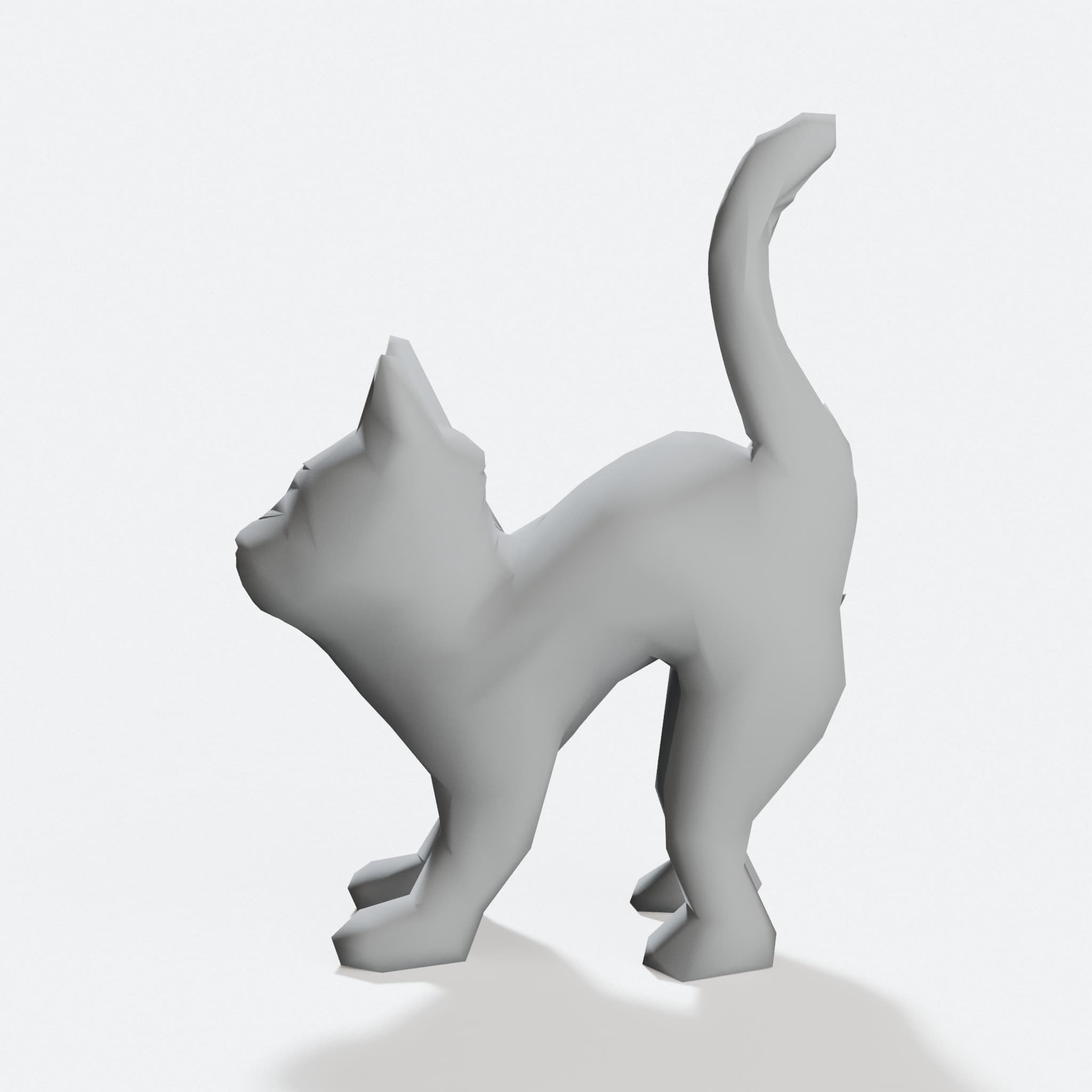 Faceted Cat Sculpture | 3D Printed Home Decor