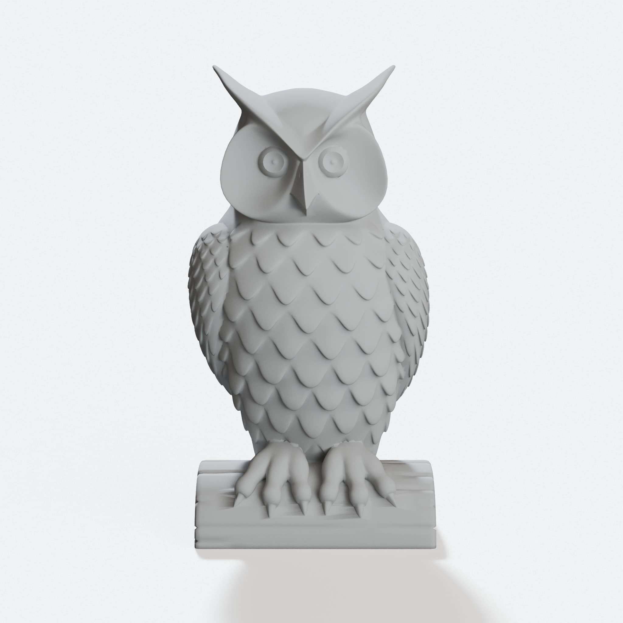 3D Printed Owl Statue | Facing Front Home Decor Figurine