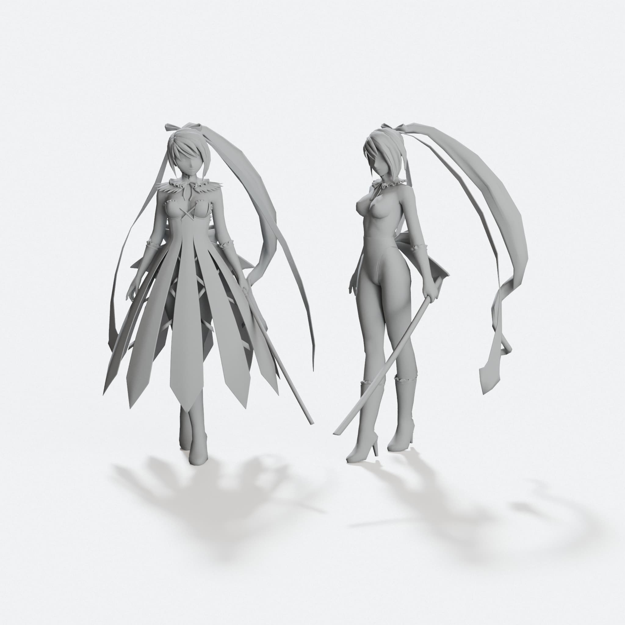 Moe Girl Anime Figure - 3D Printable Collectible