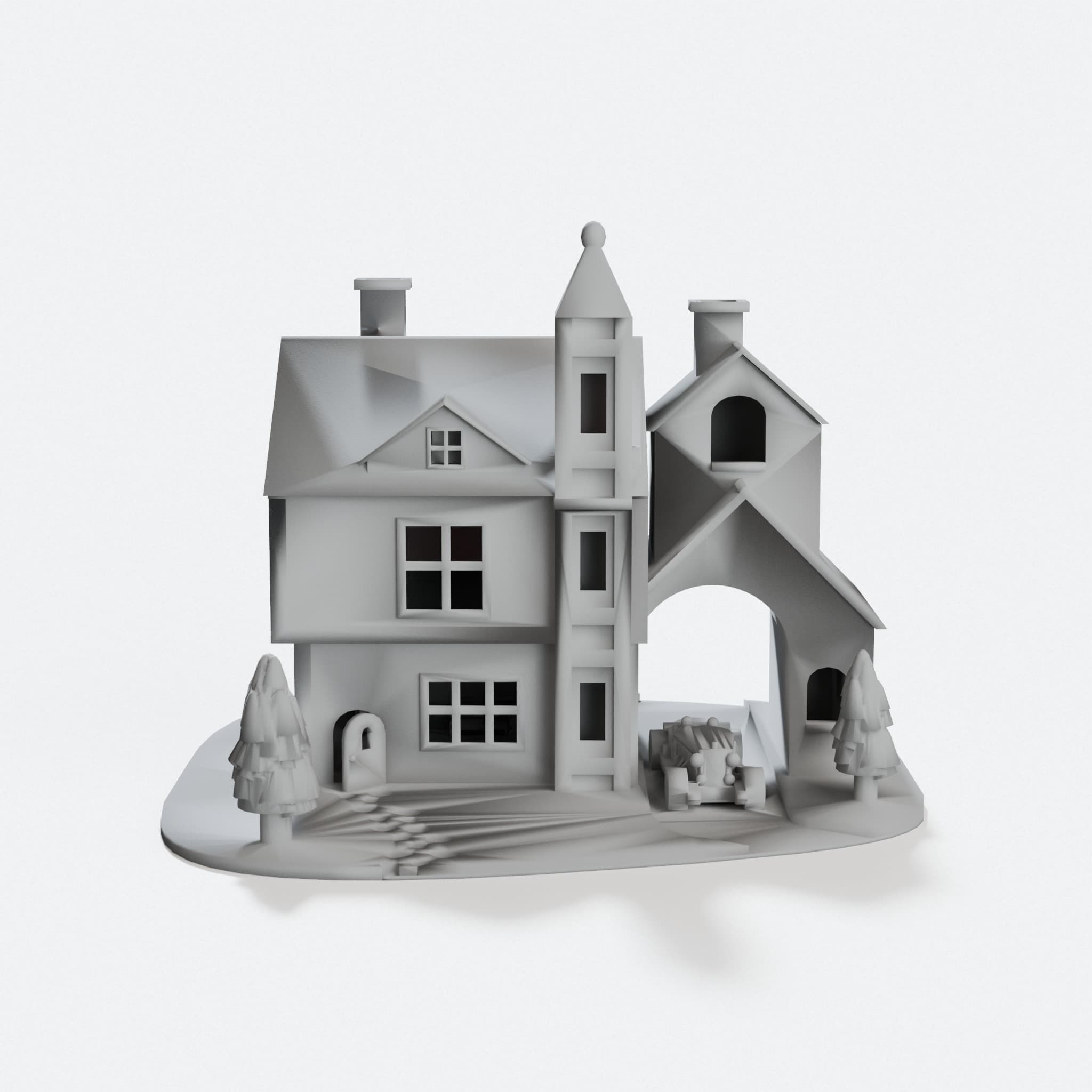 Christmas House Ornament with Interior Furniture