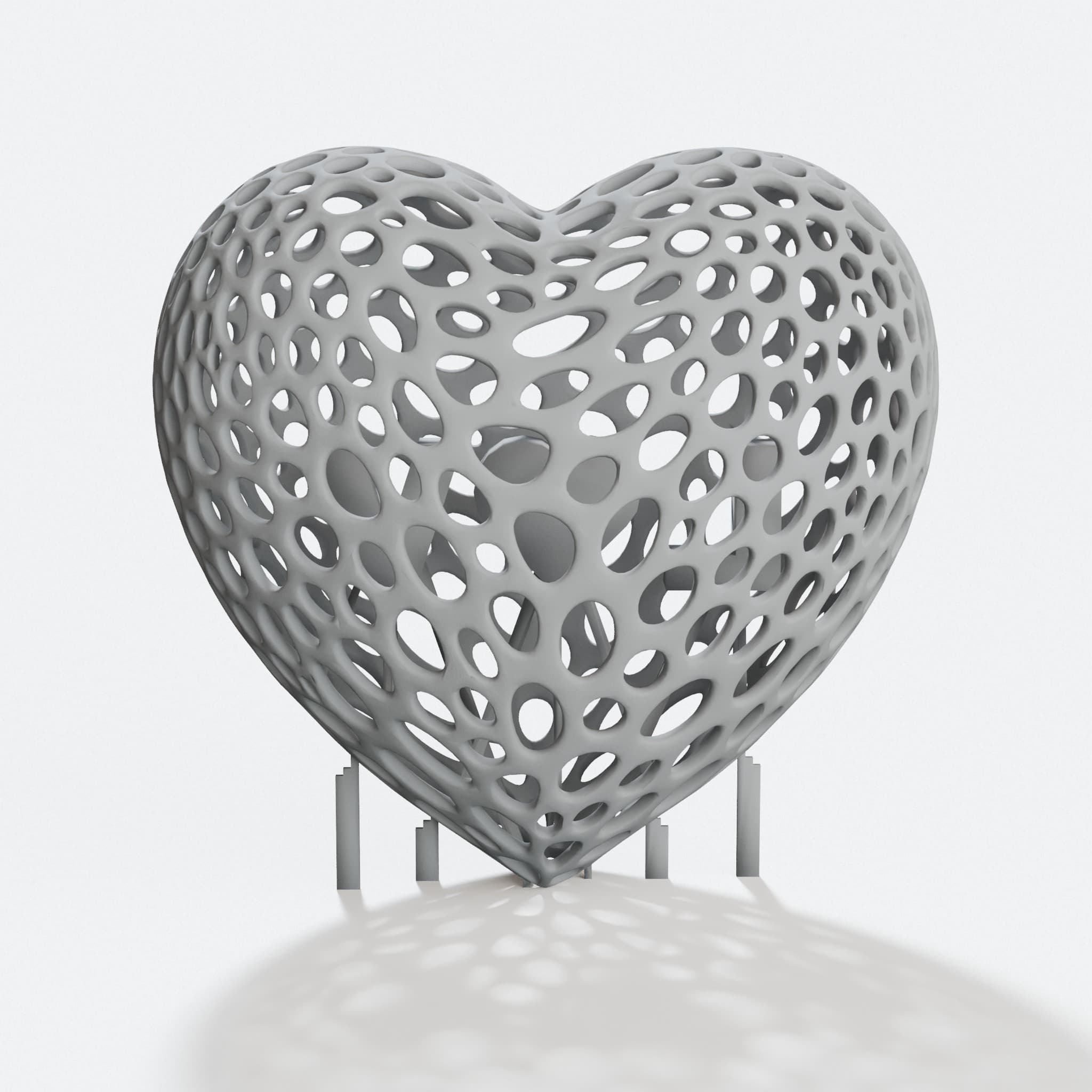 Voronoi Heart 3D Printed Ornament with Custom Letters