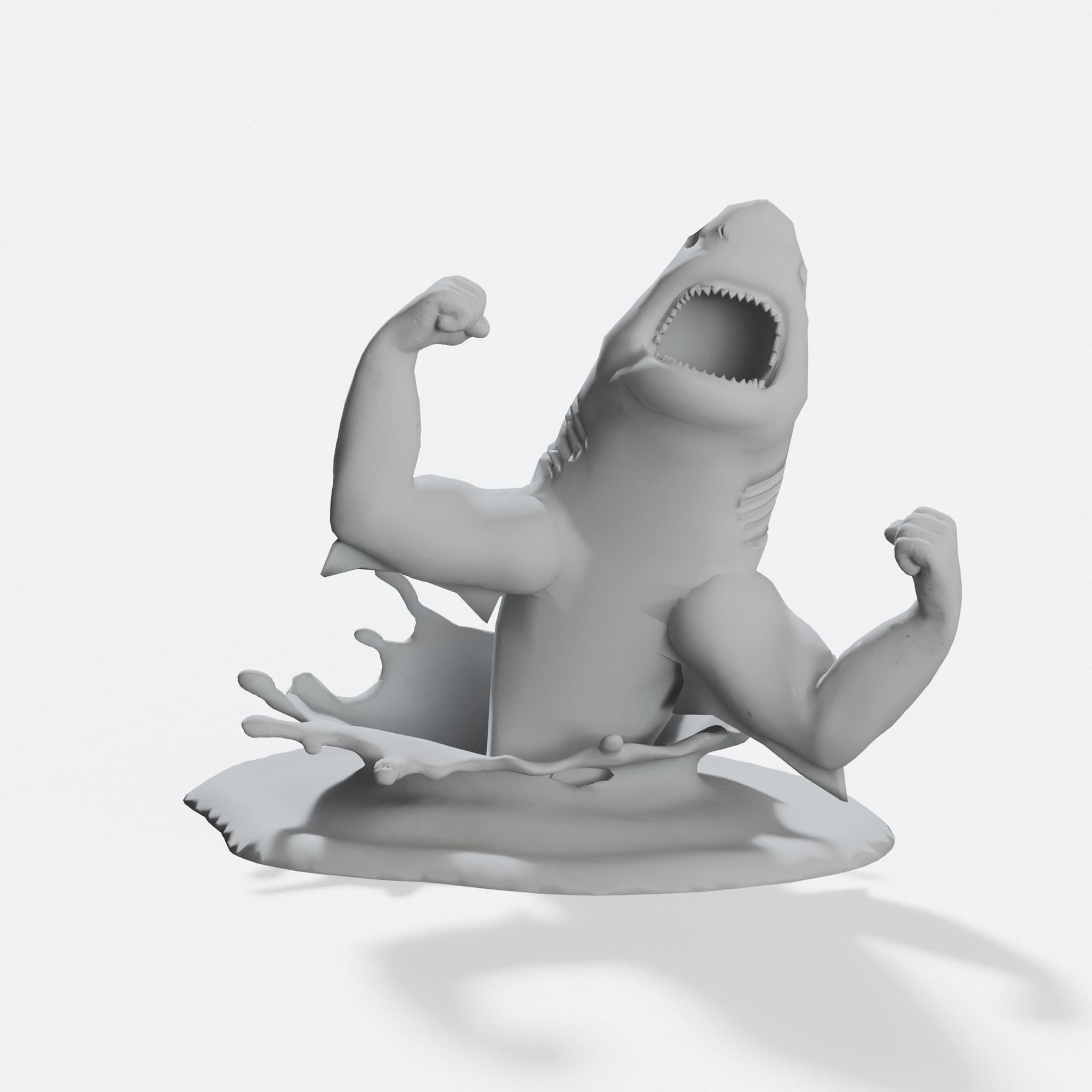 Beefy Shark 3D Printed Toy Figure – Great White with Muscles