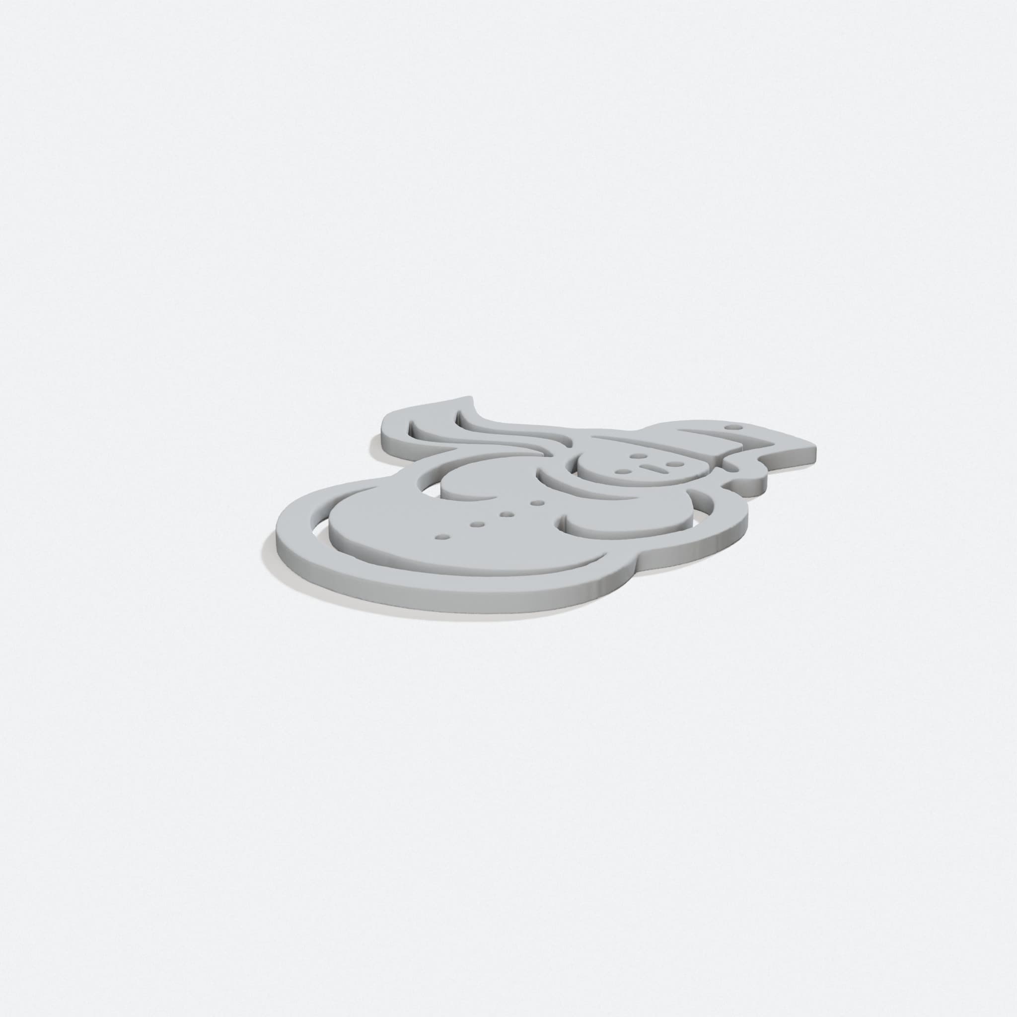 3D Printed Snowman Flat Ornament for Christmas Trees