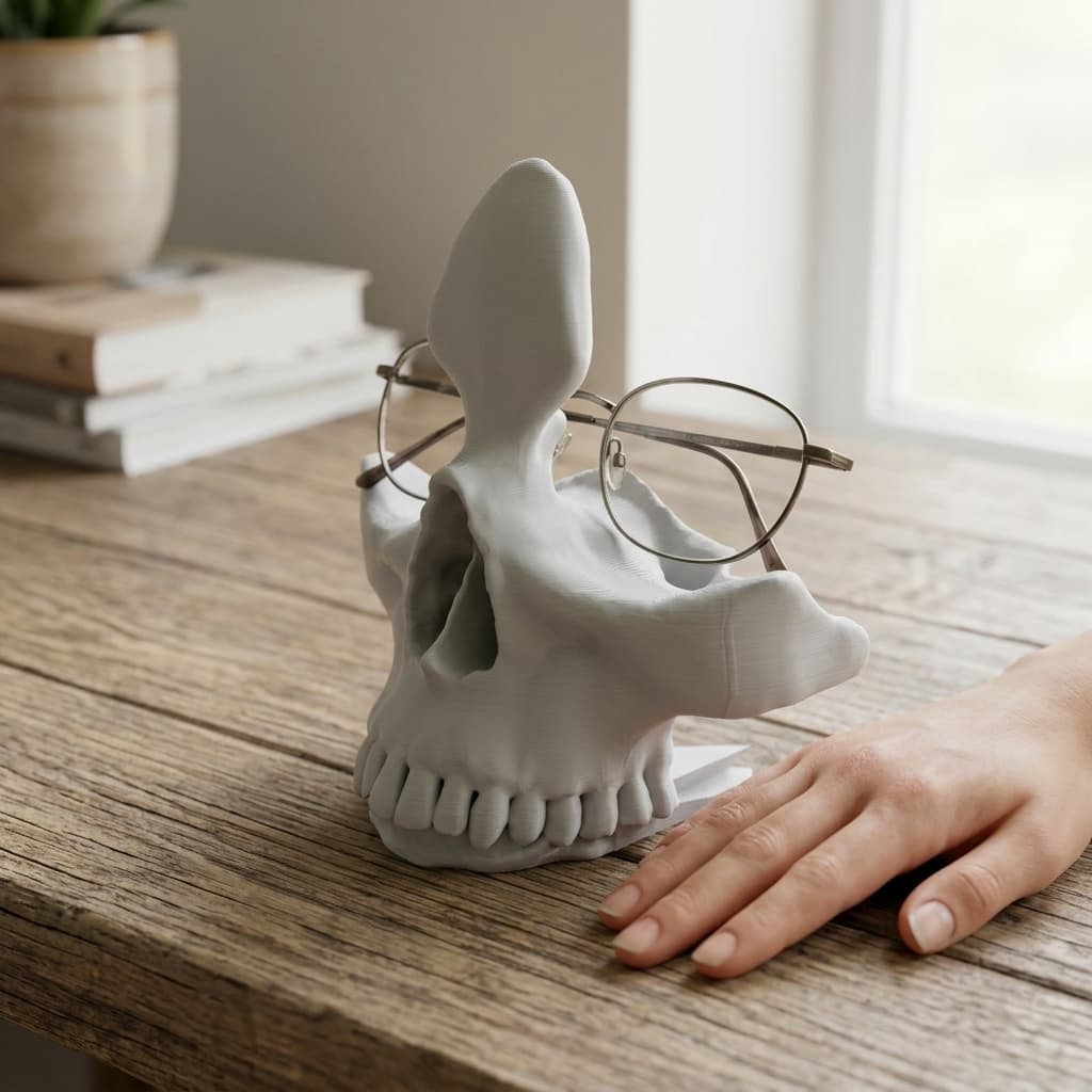 Goth Skull Glasses Holder – 3D Printed Home Decor Stand