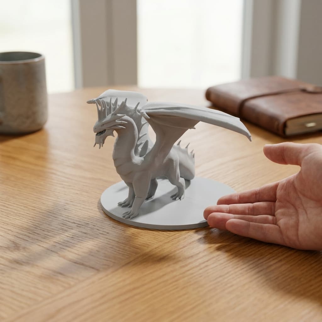 Silver Dragon Miniature STL for D&D and Pathfinder