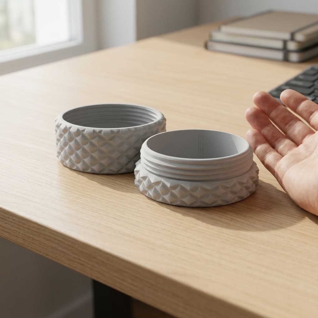Knurled 50mm Round Box with Threading