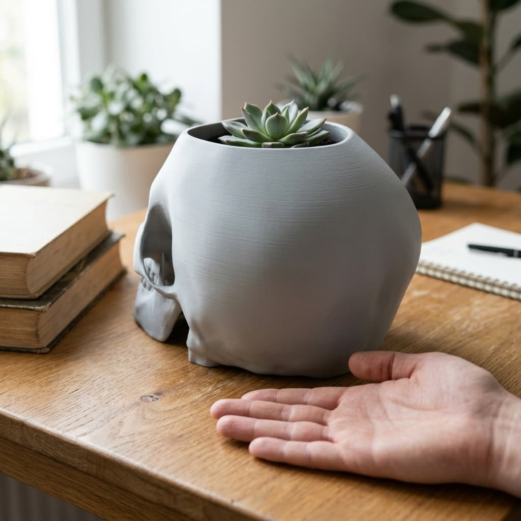 Skull Planter – 3D Printed Home Decor Pot for Plants