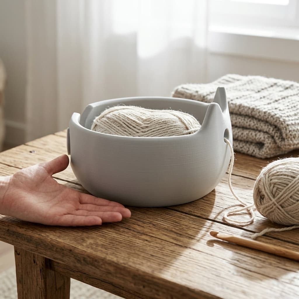 Cat Yarn Bowl - 3D Printed Home Decor for Knitters & Crocheters
