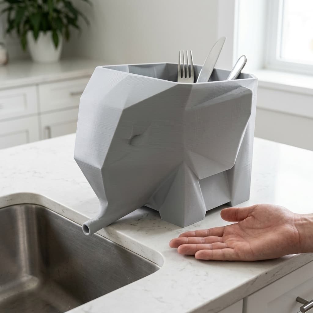 Elephant Cutlery Drainer. Kitchen counter character.