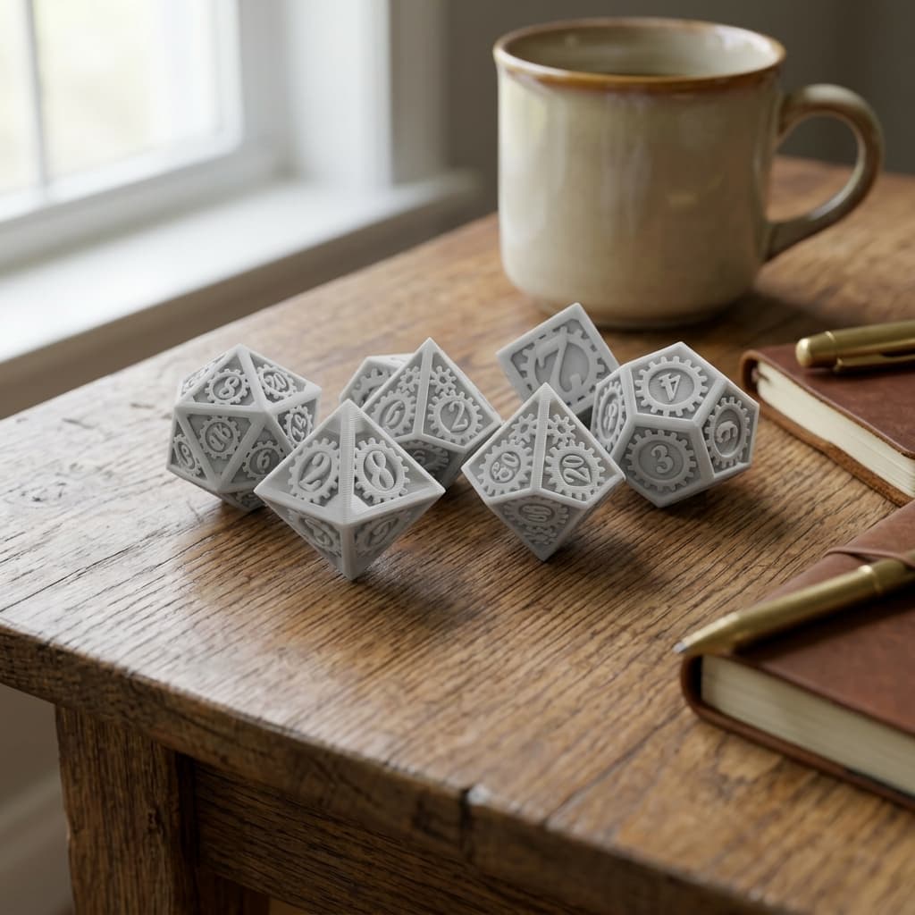 Cogs DnD Dice Set - Industrial Steampunk 3D Printed Toys