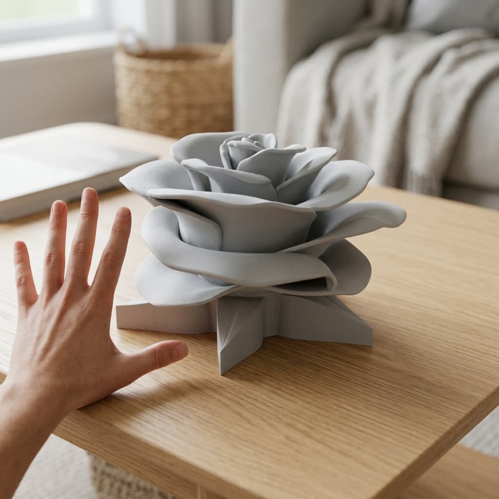 3D Printable Rose Flower Sculpture - Realistic Bloom Decor