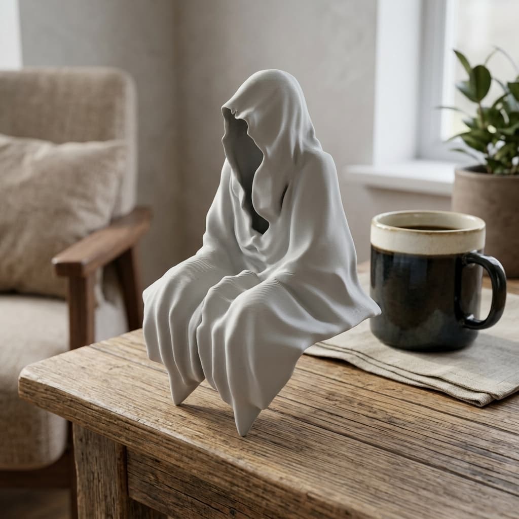 Sitting Ghost Statue – 3D Printed Ornament