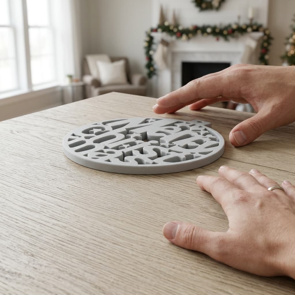 Merry Christmas Tree Ornament - 3D Printed Holiday Decoration