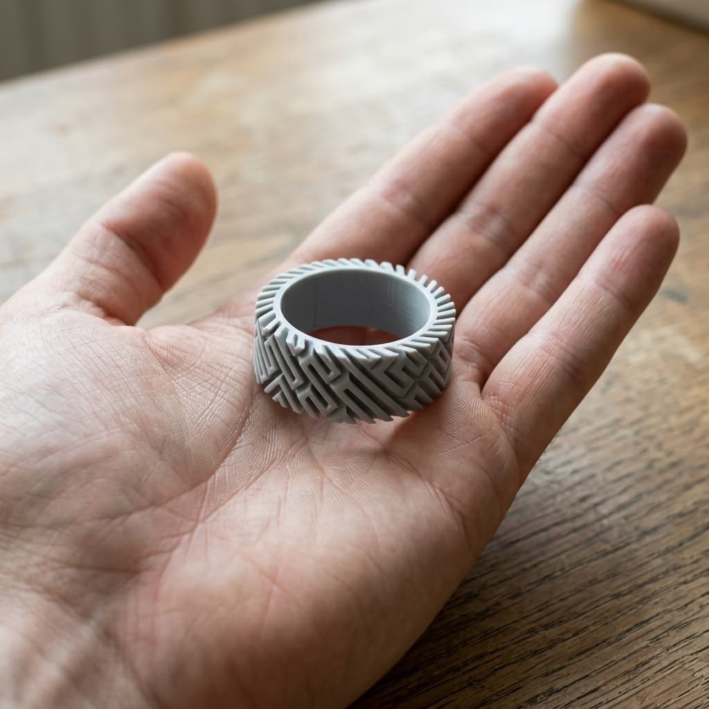 Hatch Flow Ring - 3D Printed Maze Pattern Wearable