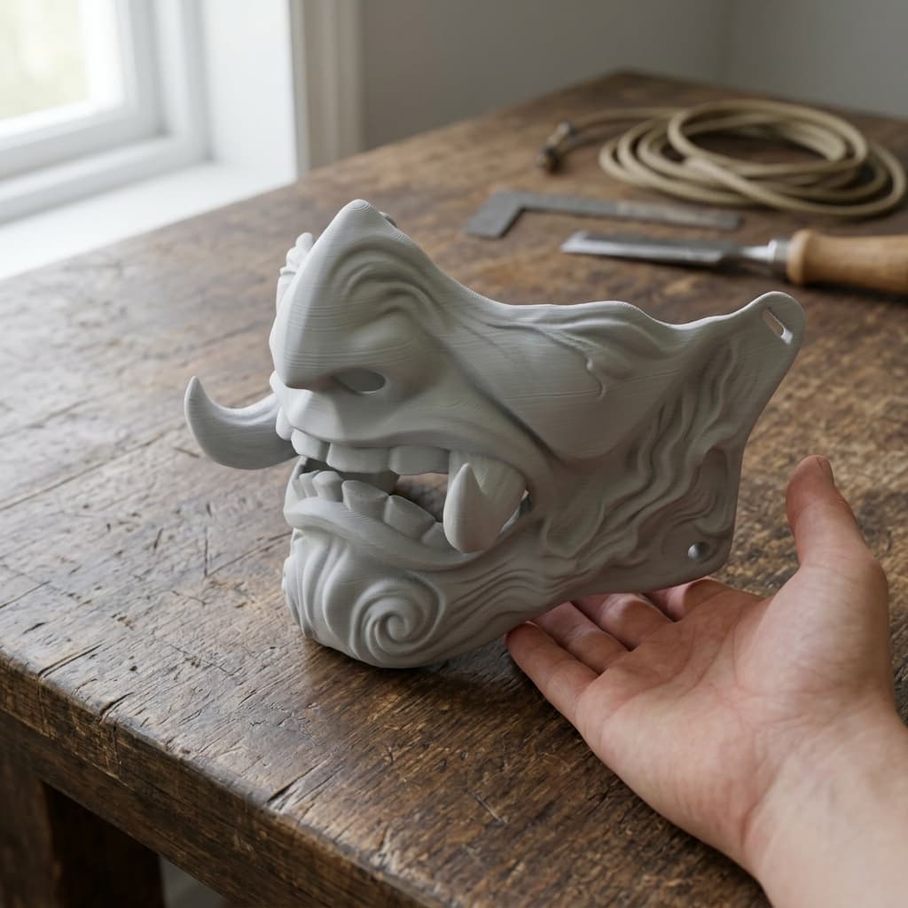 Samurai Oni Mask - 3D Printed Wearable