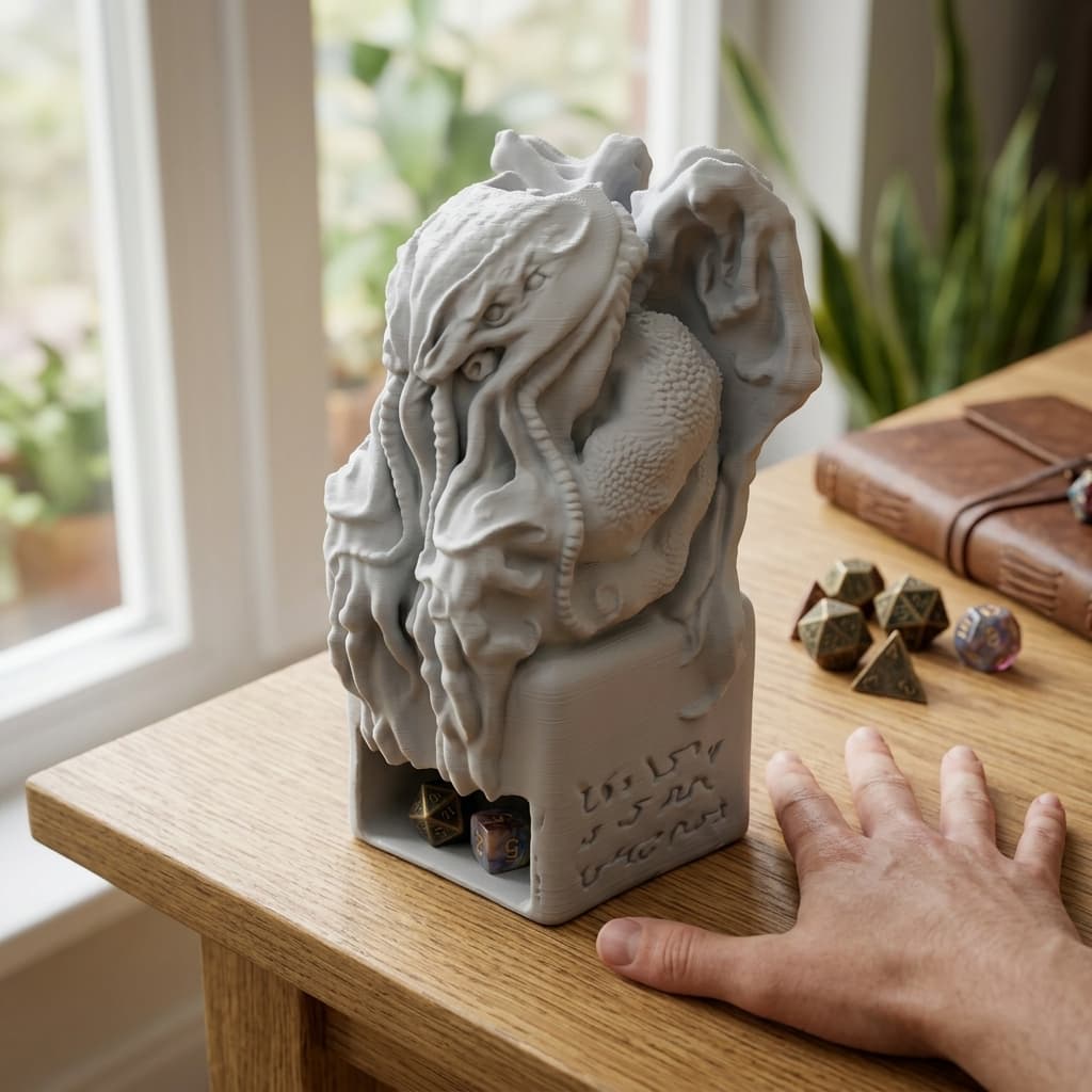 Cthulhu Idol Dice Tower - 3D Printed Toy for Tabletop Gaming
