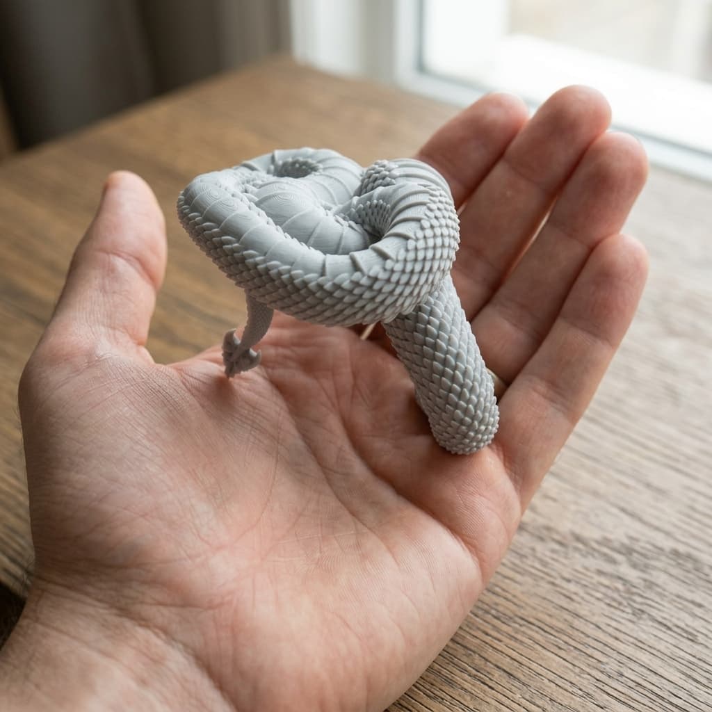 Rattlesnake 3D Printed Home Decor Sculpture
