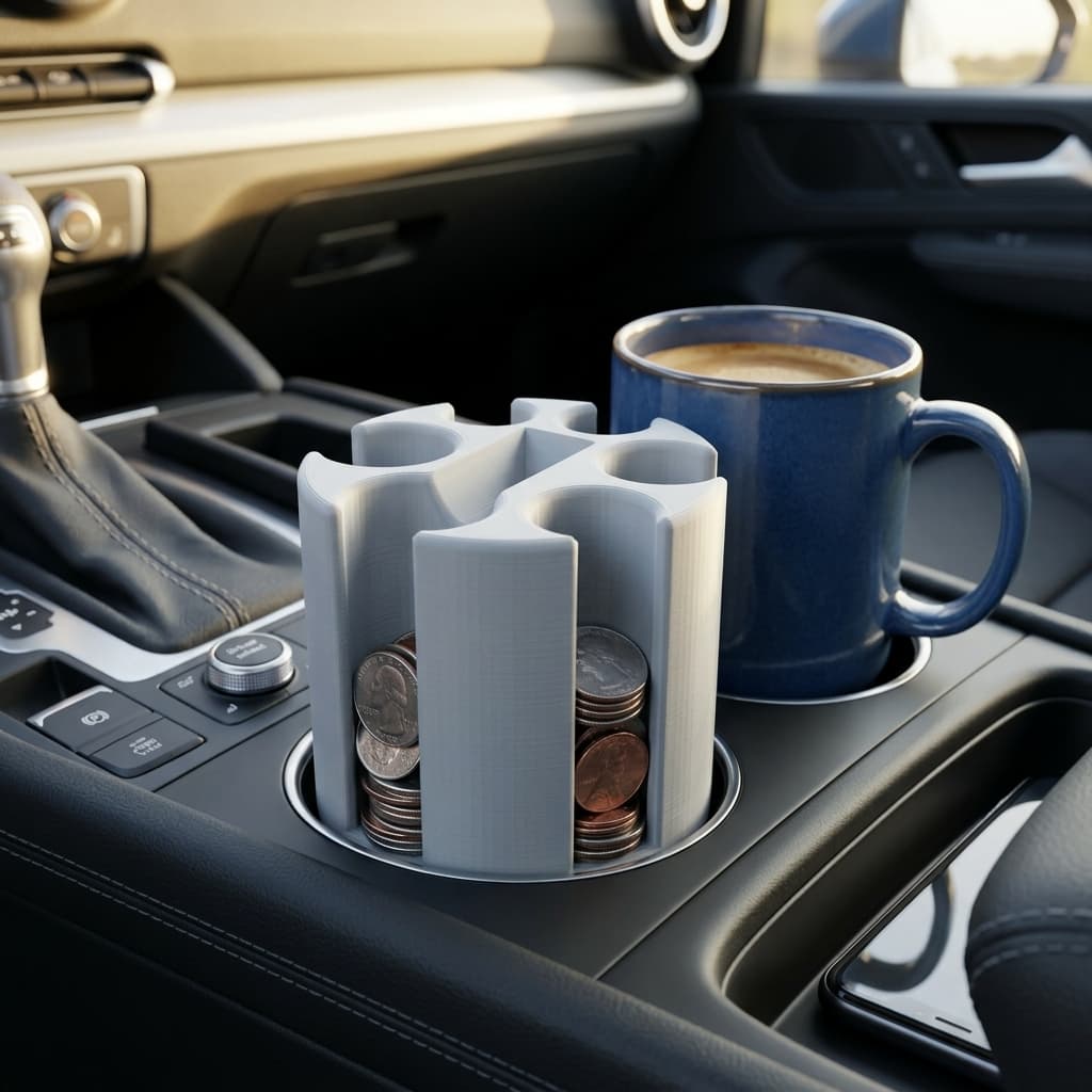 Coin Organizer for Car Cup Holder