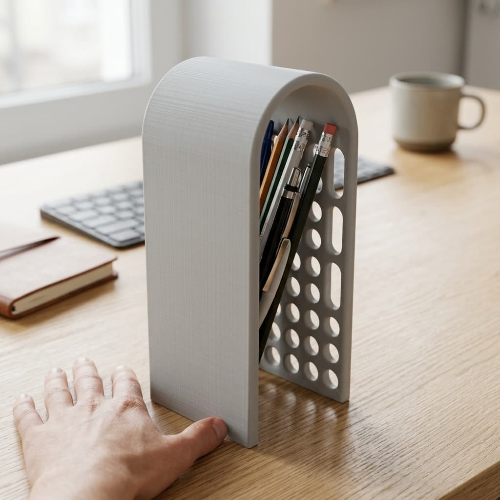 Curved Pencil Holder for Desk Organization