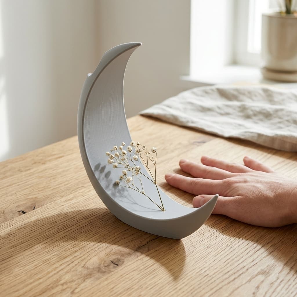 Minimalist Moon Vase, 3D Printed Home Decor