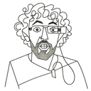 Line drawing portrait of the Gridfinity creator