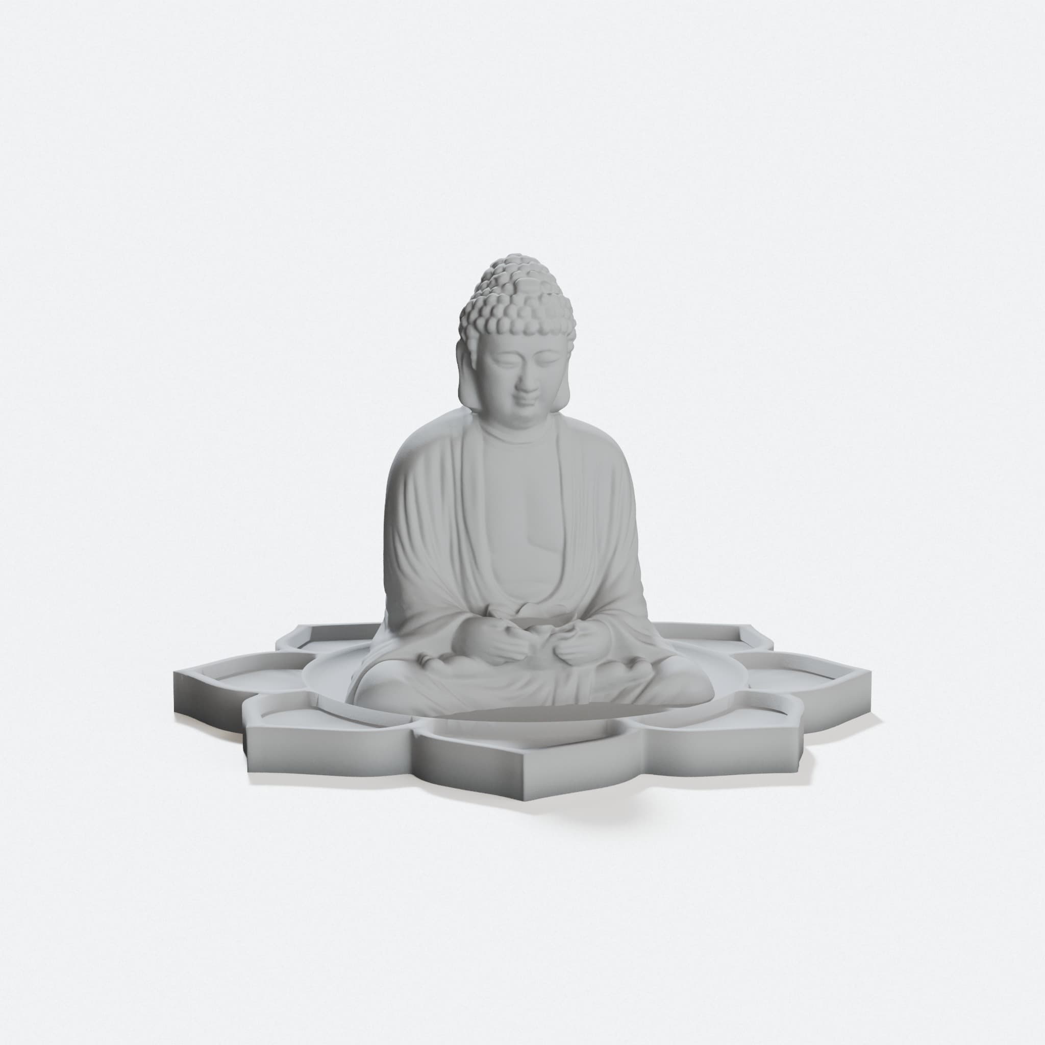 Sitting Buddha on Lotus Blossom 3D Printed Home Decor
