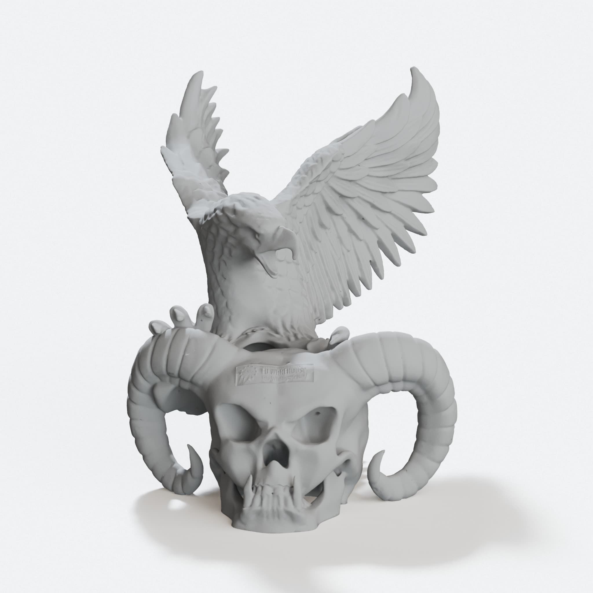 Devil Skull and Eagle Sculpture, Bold Display Piece