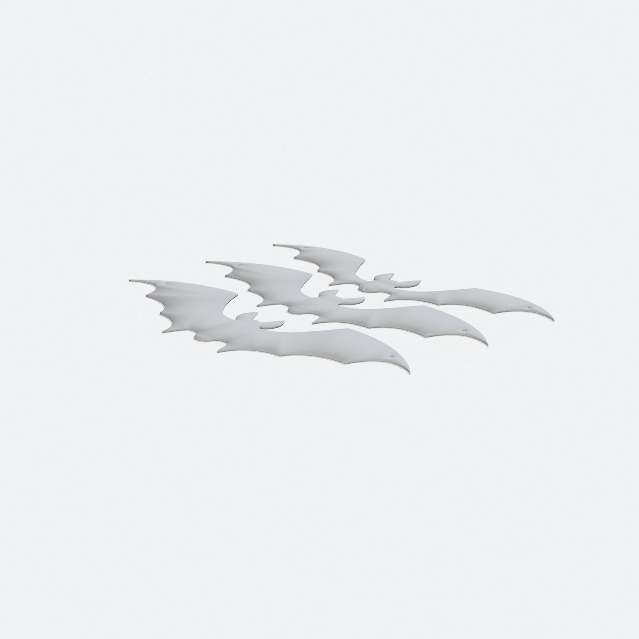 Flat Bats 3D Printed Ornaments for Halloween