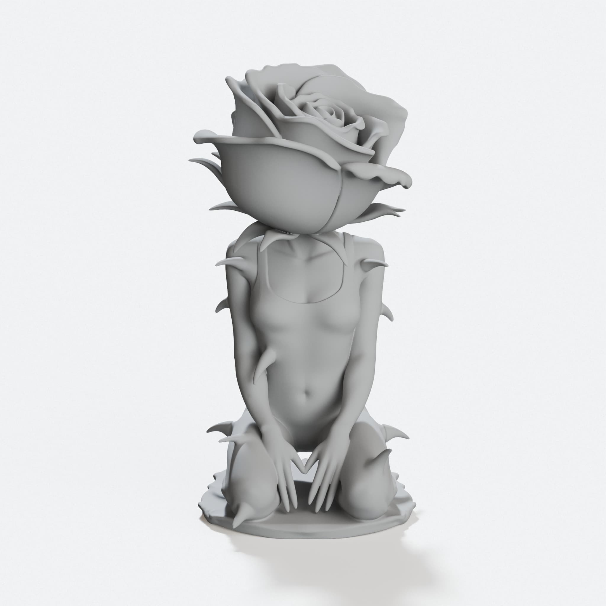Woman Flower with Thorns Sculpture – 3D Printed Wall Art