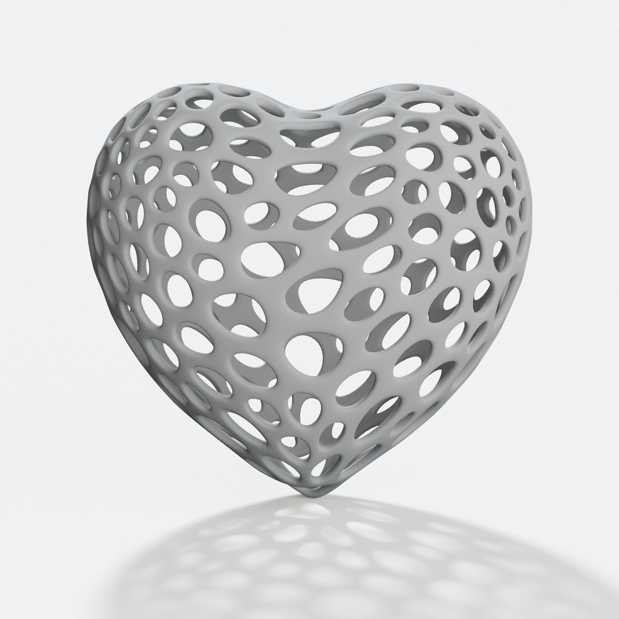 Heart Voronoi Style 3D Printed Ornament