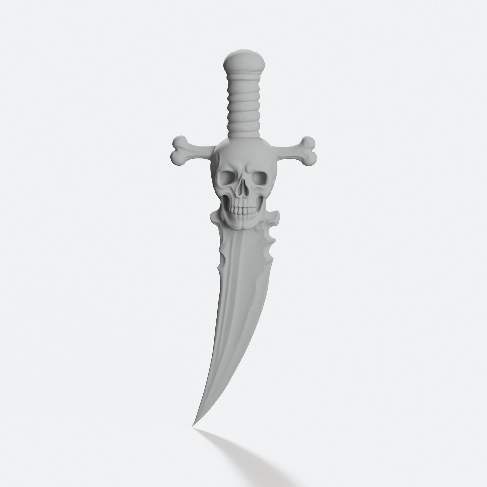 Skull and Bones Dagger 3D Printed Wall Art Sculpture