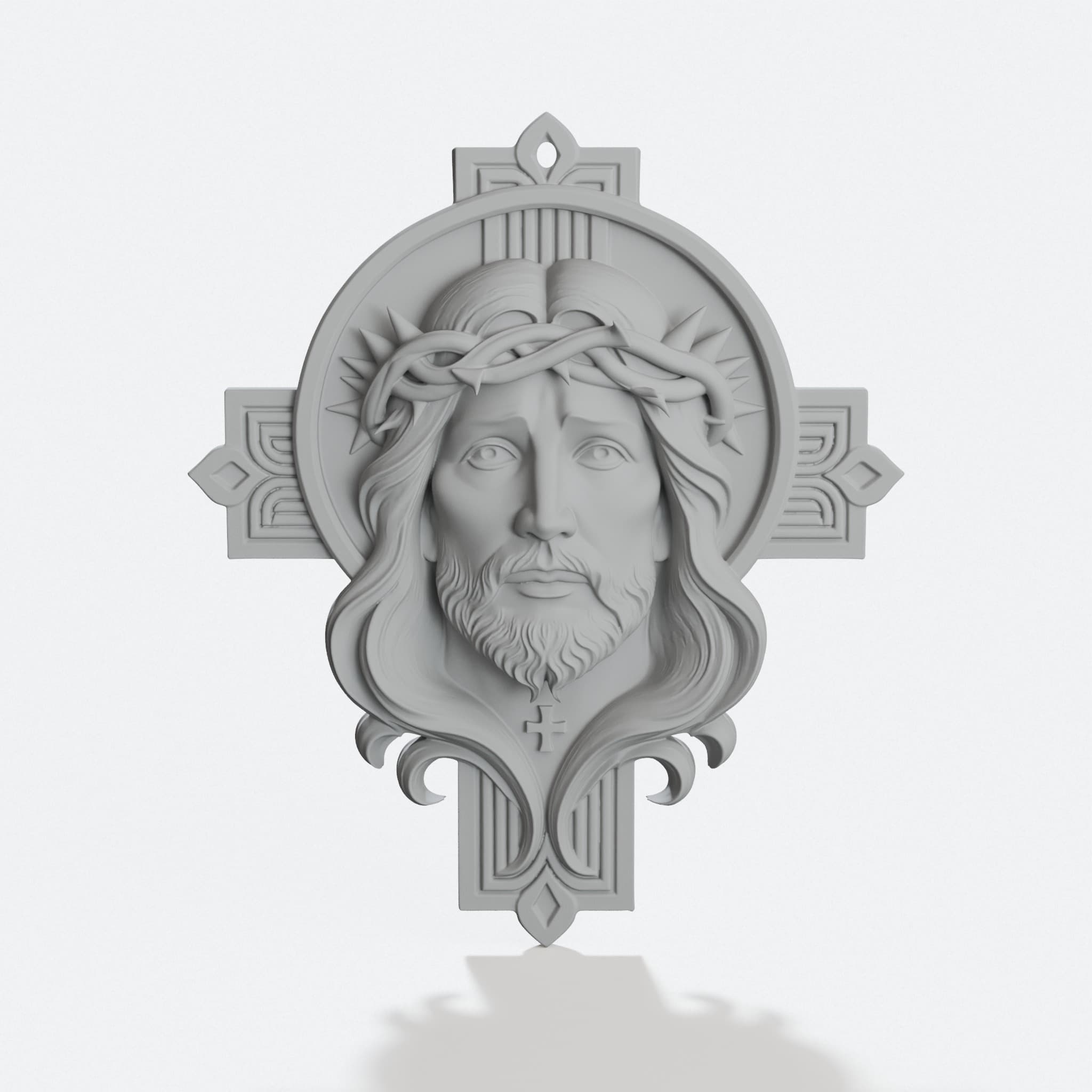 Cruz with Jesus Face 3D Printed Wall Art