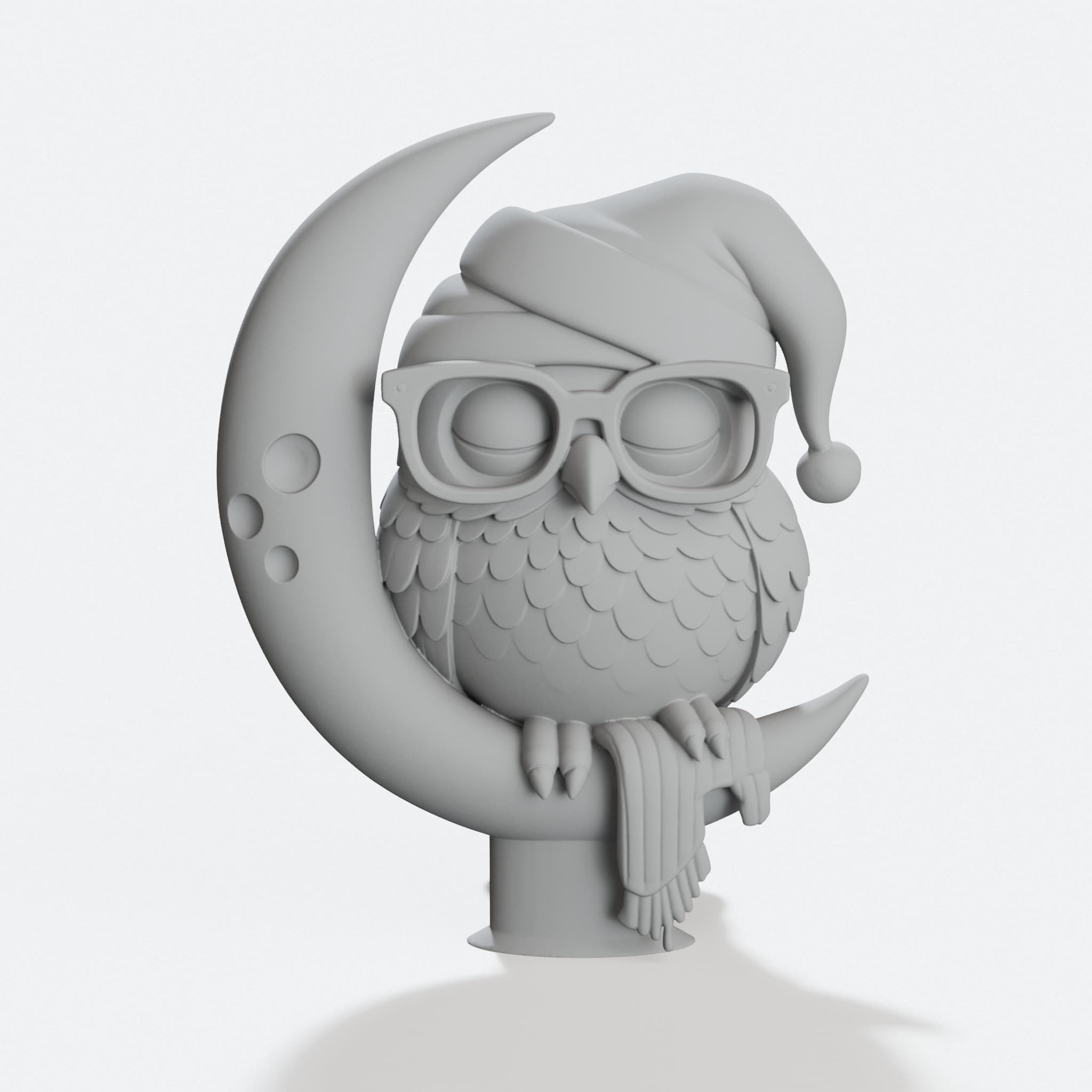 Christmas Owl with Santa Hat – 3D Printed Home Decor