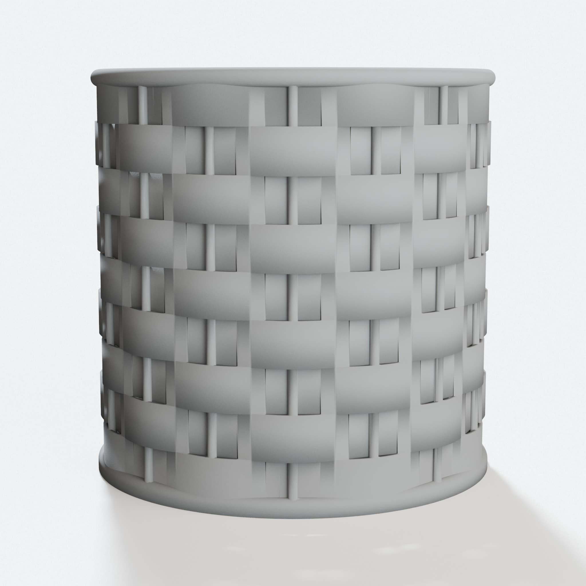 Circular Woven Basket Pen Holder – 3D Printed Office Organizer