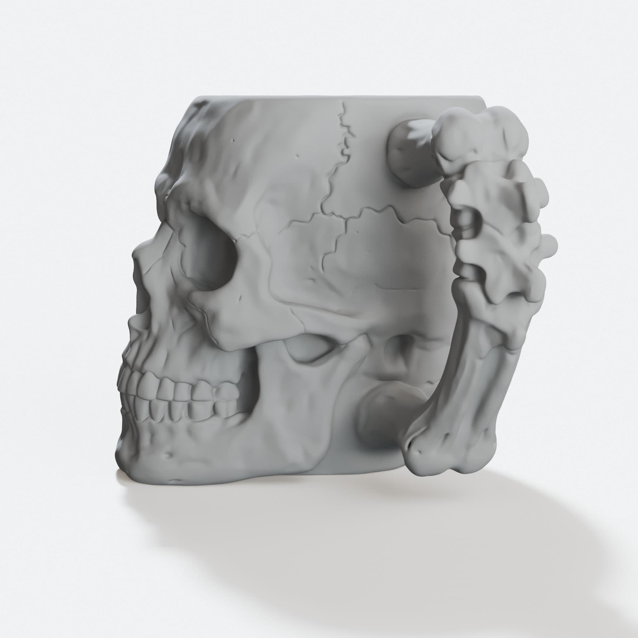 Bonehandle Skull Mug, 3D Printed Kitchen Accessory