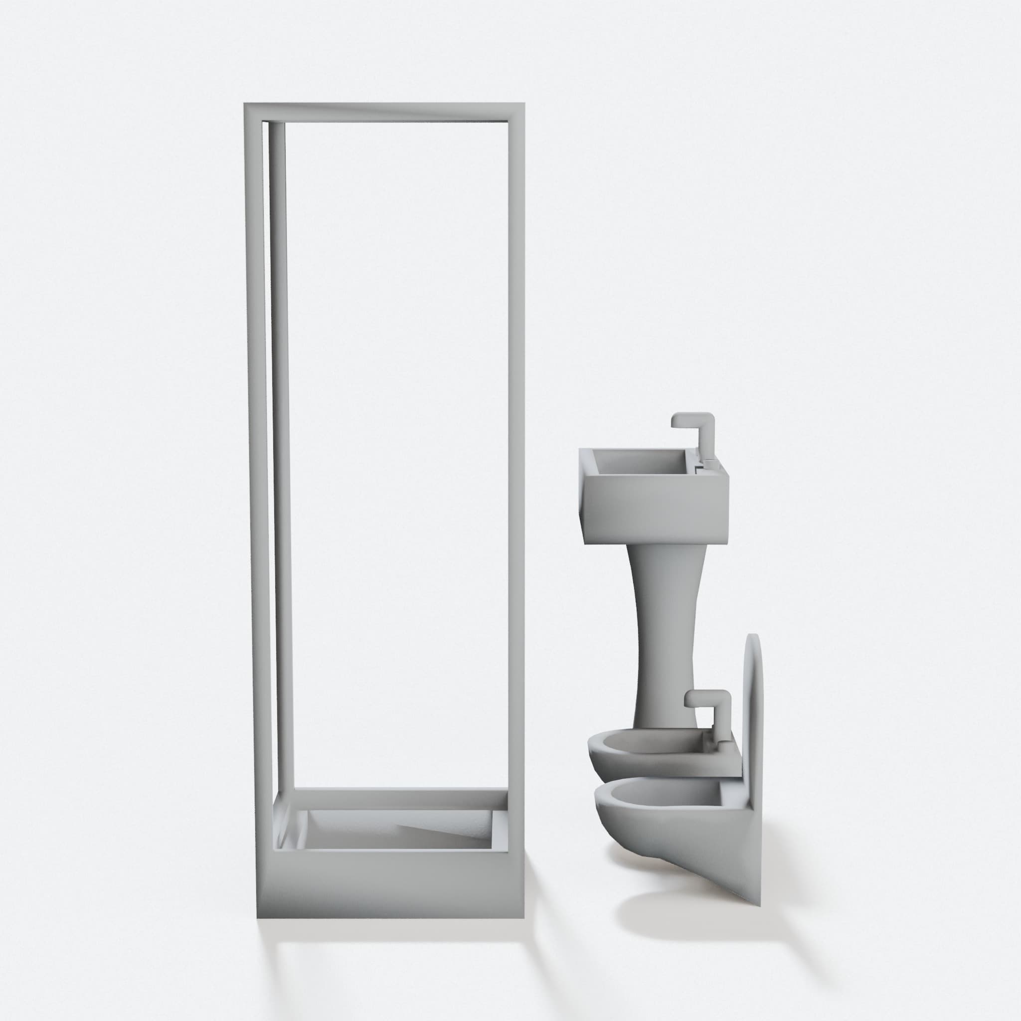Diorama Bathroom Furniture Set, H0 and N Scale