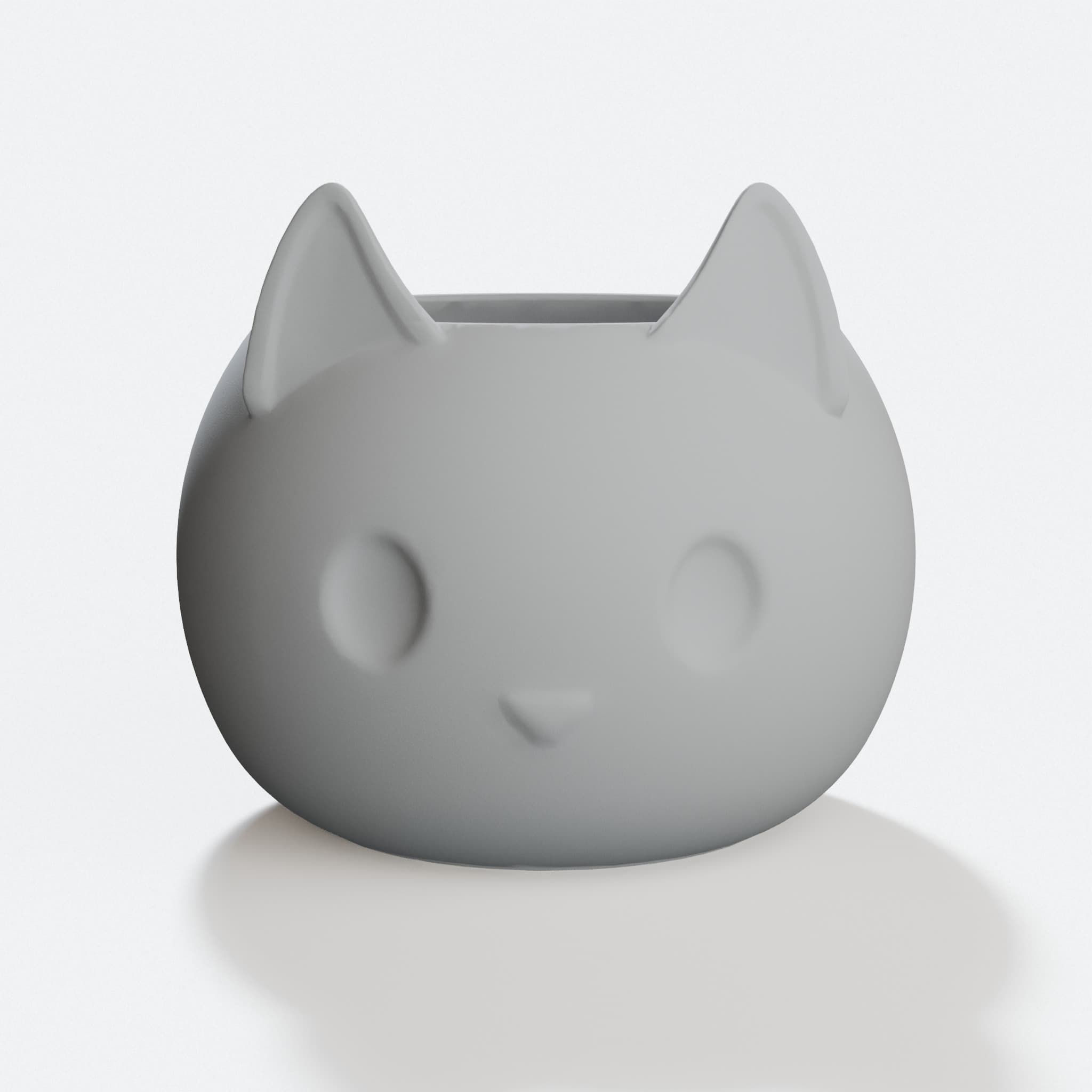 Cat Planter with Front Ears, 3D Printed Home Decor